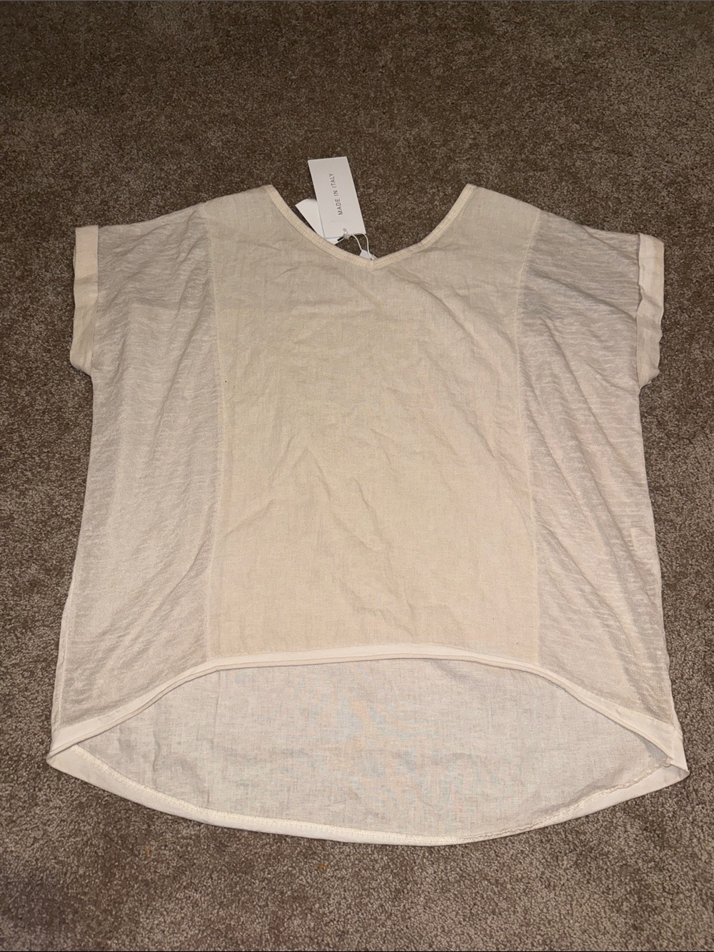 New Kaktus Made in Italy Cream High Low Hem Lagenlook Top XL NWT